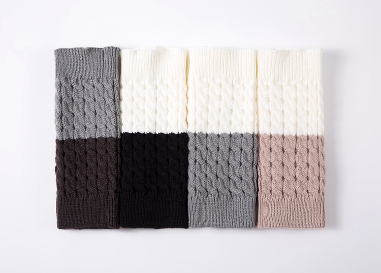 Women Patchwork Cable Knit Boot Cuffs Winter Long Leg Warmers Fashion Accessory